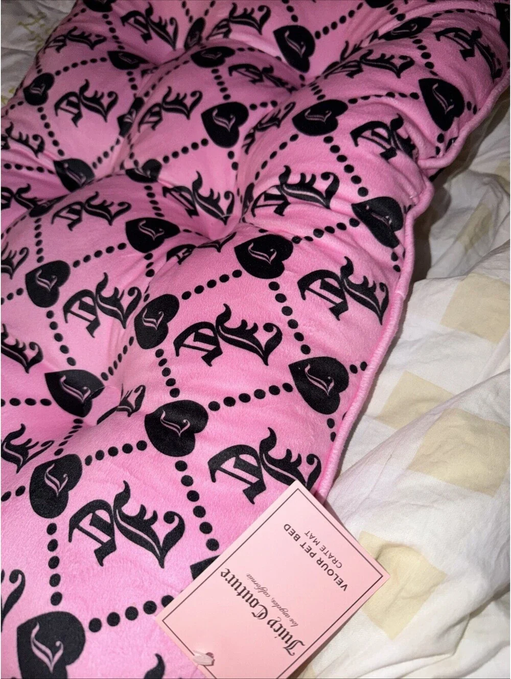 Juicy Couture Pink Velour Pet Bed Crate Mat